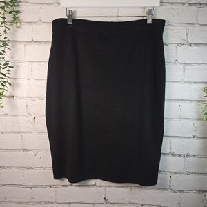 NINA CHARLES FOR KASPER BLACK KNIT PENCIL SKIRT WOOL BLEND WOMENS LARGE EUC